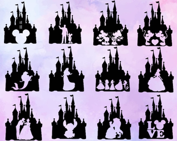 Castle svg bundle, castle clipart, Mickey minne svg, magic kingdom svg, cut files for cricut silhouette, png, eps instant download, stitch