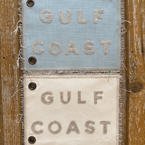 Vintage Inspired Gulf Coast Camp Flag: Upcycled Beach Decor