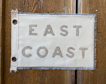 Vintage Inspired EAST COAST canvas  banner camp flag California Florida Surf East West Ocean Surf Vintage pennant