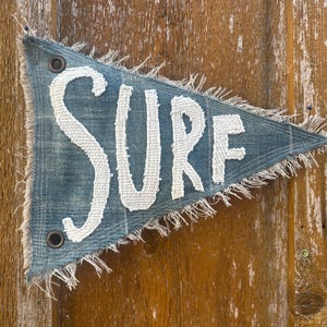 Vintage Inspired Surf Pennant: Upcycled African Mudcloth Flag
