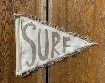 Vintage Inspired pennant Surf upcycled recycled beach flag California Florida swell pipeline shred
