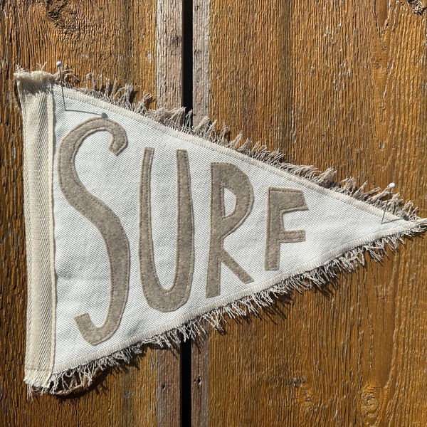 Vintage Inspired pennant SURF upcycled recycled beach flag California Florida swell pipeline shred