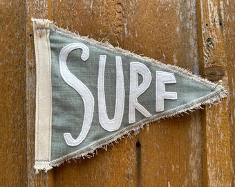 Vintage Inspired pennant SURF upcycled recycled beach flag California Florida swell pipeline shred