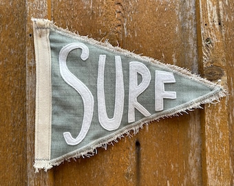 Vintage Inspired pennant SURF upcycled recycled beach flag California Florida swell pipeline shred