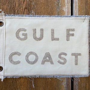 Vintage Inspired camp flag GULF COAST Miami Florida surf ocean Atlantic pipeline swell sun del sol Texas