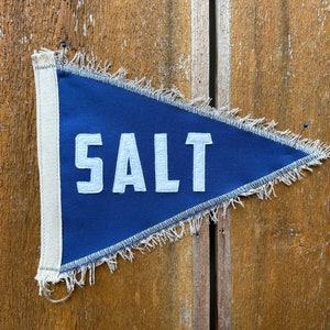 Vintage inspired blue duck canvas SALT pennant banner flag California Florida Surf East West