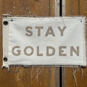 Stay Golden Pennant Flag: Vintage Inspired 1980s Style Camp Decor