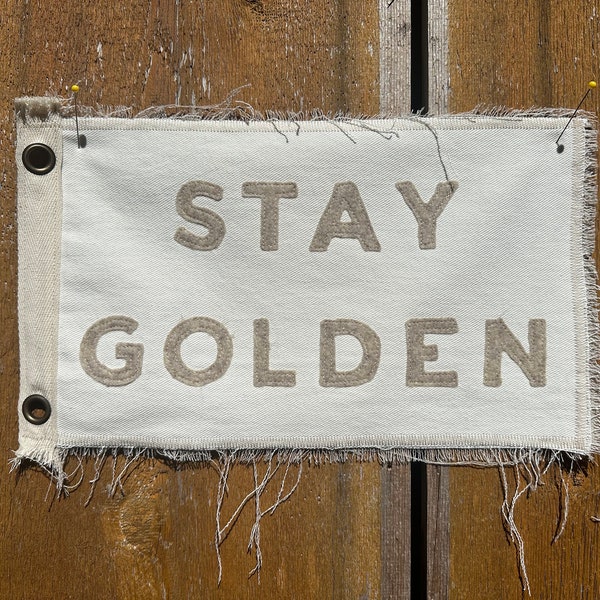 Stay Golden Pennant Flag: Vintage Inspired 1980s Style Camp Decor