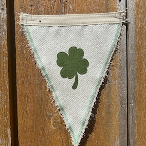 Vintage Inspired pennant flag st Patricks white and green shamrock beach flag  California Florida surf get outside Irish st Patrick’s day