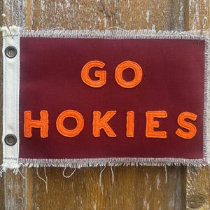Vintage Inspired Go Hokies Camp Flag - Virginia Tech Banner