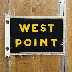 Vintage Inspired West Point Pennant: Black Canvas Military Academy Decor