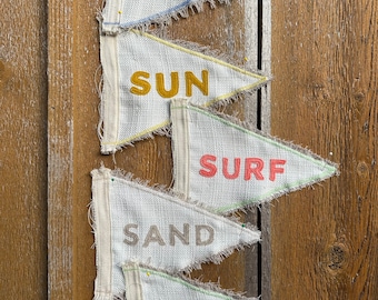 Vintage Inspired Mini Pennant: Coastal Surf Decor (7x9 inches)
