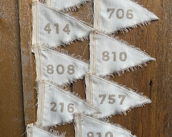 Custom Area Code Mini Pennant: Vintage Inspired Travel Decor