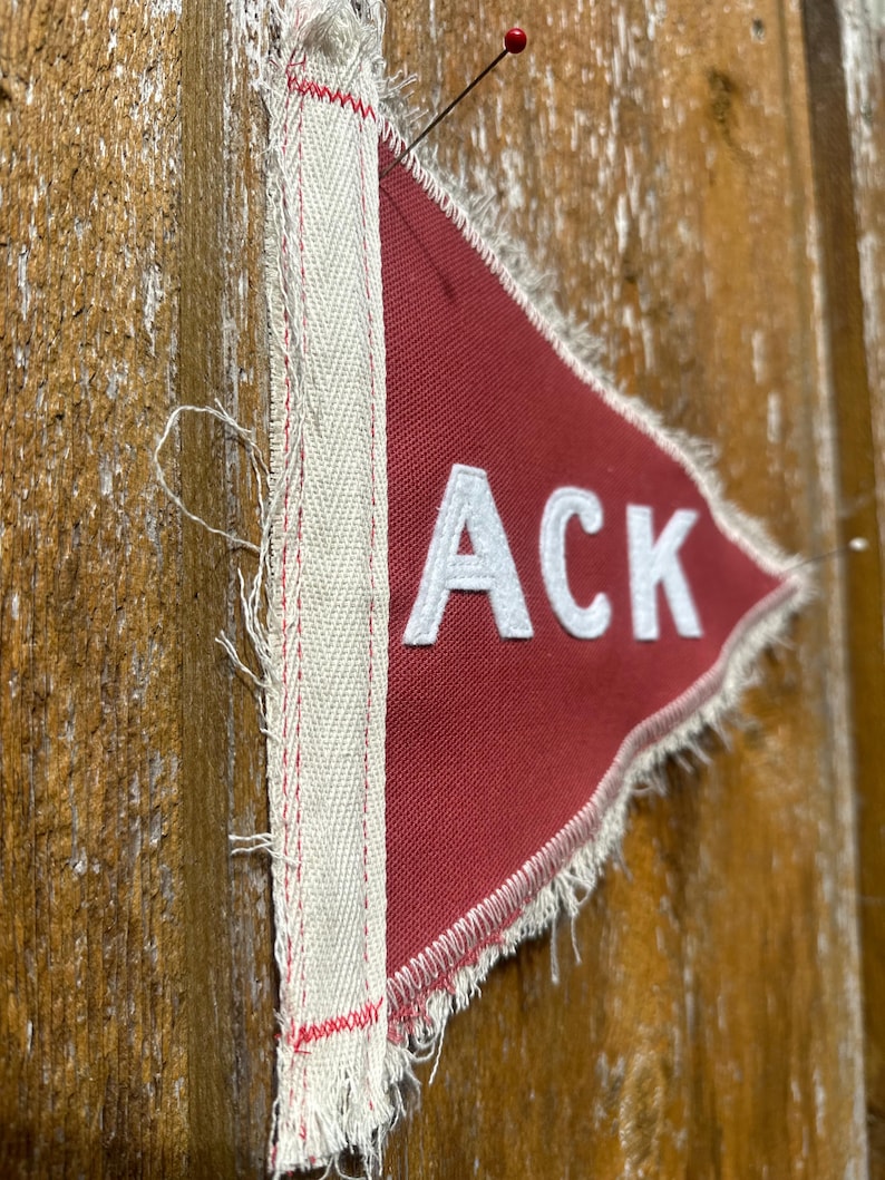 Vintage Nantucket Pennant: Red Fabric ACK Felt Flag image 3
