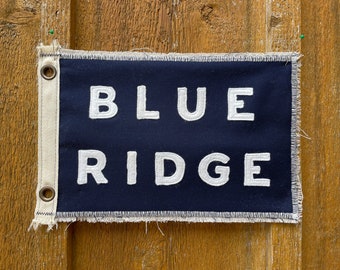 Vintage Inspired camp flag BLUE RIDGE dark navy blue beach flag East Coast surf get outside Camping hiking explore