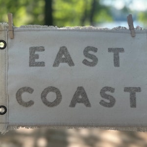 Vintage Inspired East Coast canvas  banner camp flag California Florida Surf East West Ocean Surf Vintage pennant