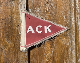 Vintage Nantucket Pennant: Red Fabric ACK Felt Flag