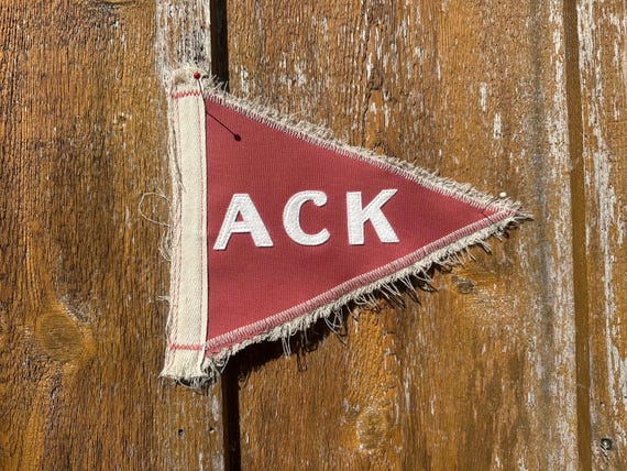 Vintage Nantucket Pennant: Red Fabric ACK Felt Flag