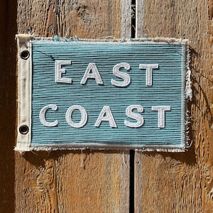 Vintage Inspired East Coast Camp Flag: Blue Upholstery Fabric
