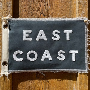 Vintage inspired camp flag East Coast coastal decor or beach design California Florida Wall art Frameable Textile Bedroom Upscale Spaces