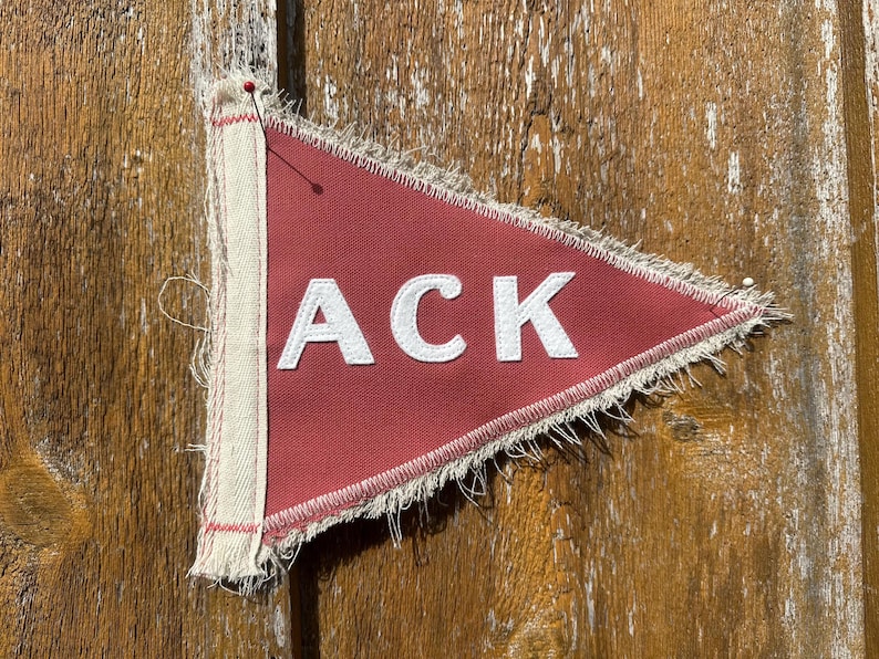 Vintage Nantucket Pennant: Red Fabric ACK Felt Flag image 2