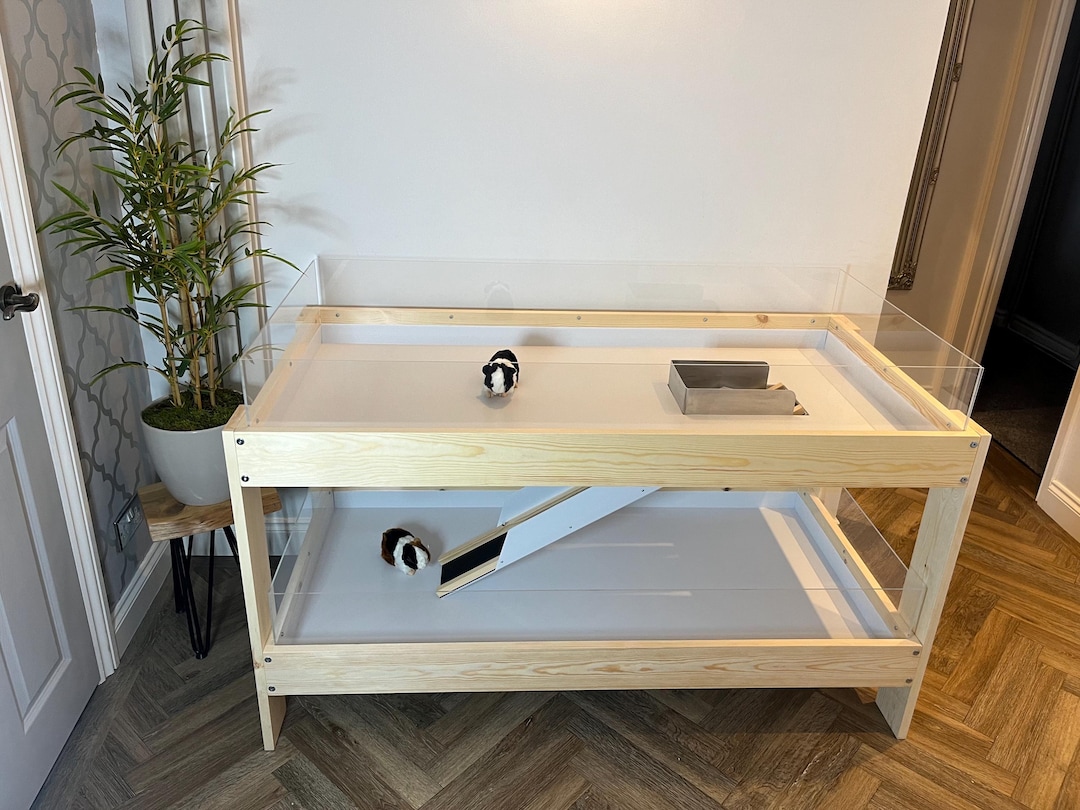 Large Indoor Guinea Pig Cage Enclosure Two Storey With Ramp 148x74x94cm 