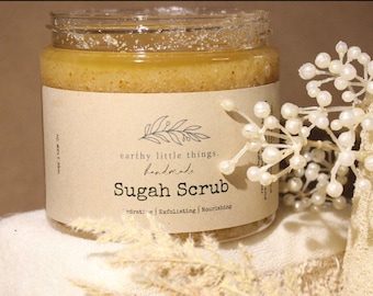 Exfoliante de azúcar exfoliante para el cuerpo, exfoliante orgánico certificado de azúcar de coco, crueldad libre, orgánico, cuidado de la piel limpia, reparación de la piel