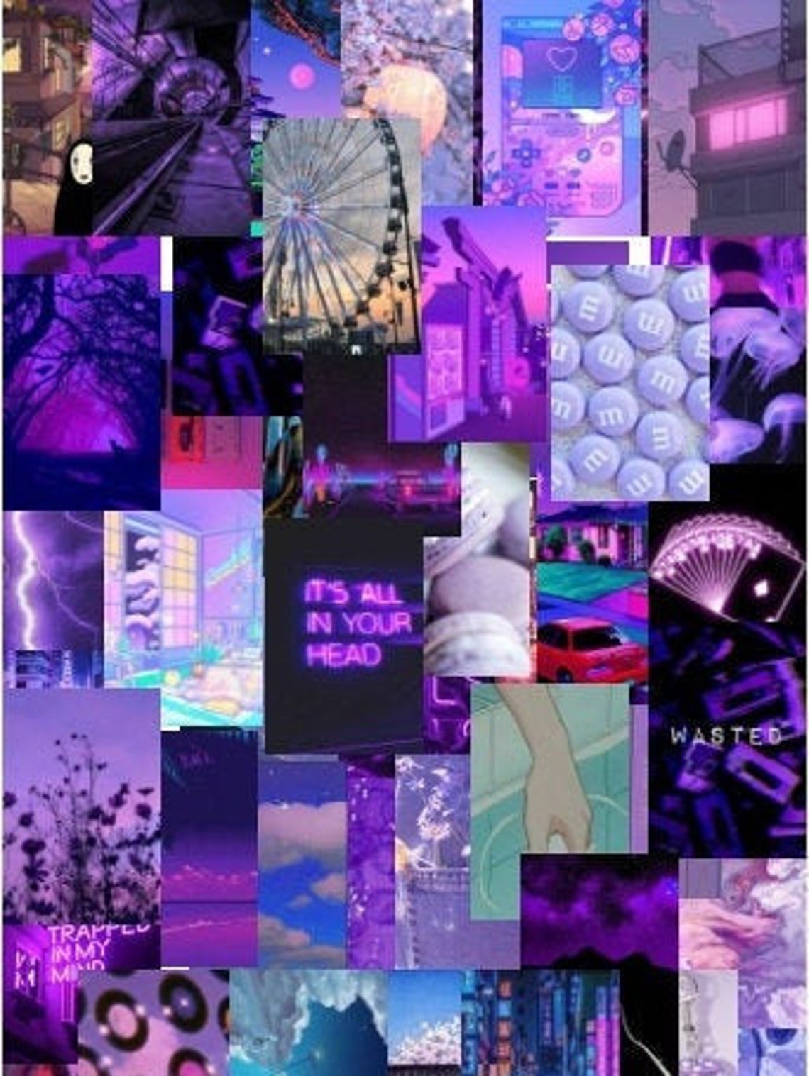 Anime Aesthetic Wall Collage Kit Aesthetic Room Decorpurple - Etsy