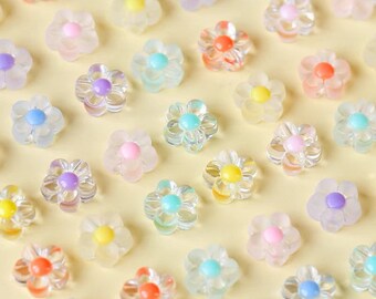10pc, transparent and frosted flowers, DIY accessories, Jewellery Kit, Earrings Charms, Necklace DIY, bracelet materials, DIY beginner, cute