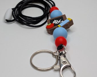 School themed silicone bead lanyard