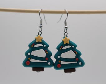 Christmas silicone bead earrings