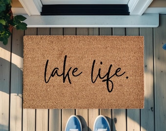 Lake Life Welcome Doormat: Natural Coir, Custom Sizes
