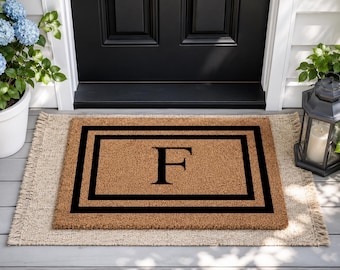 Welcome Double Border Coir Doormat Custom Personalized Outdoor Rug