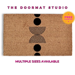 Geometric Coir Doormat: Modern Abstract Entryway Mat