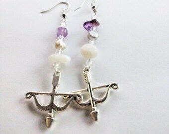 artemis earrings, goddess earrings, pearl earrings dangle, gemstone earrings, metaphysical gifts, witchy gifts for women