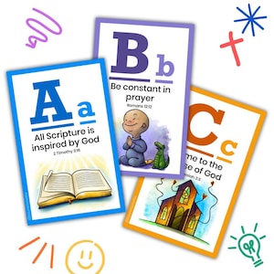 Tarjetas del Alfabeto con Versículos de la Biblia - Ilustradas, Imprimibles