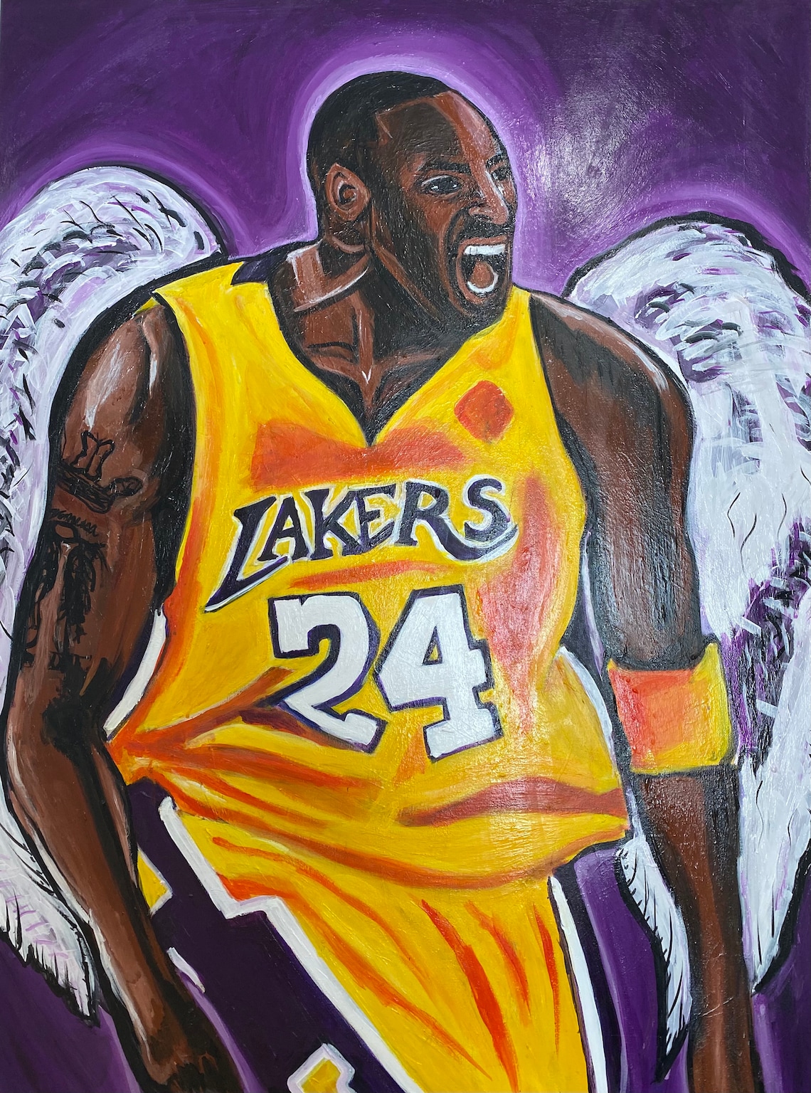 Kobe Bryant painting large wall art Lakers wall art Etsy