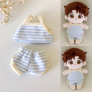 Cute and Comfy Loungewear Set For 20cm Plush Doll, Two Pieces: Tank Top and Shorts, Comfortable Cotton Material