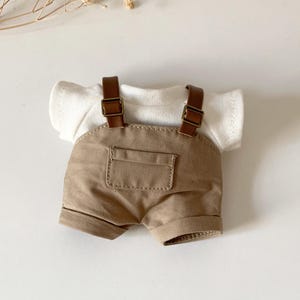 17cm Plush Doll Clothes, Shirt and Overalls two pieces set fit for 17cm tall plush