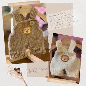 Cozy Overalls Pants With baby Lion Embroidery, For 20cm Plush Doll