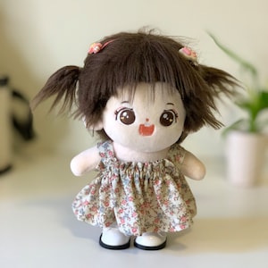 Floral Dress For 20cm Plush Doll, Easy to Wear, Cotton Fabric