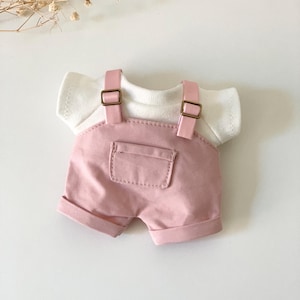 17cm Plush Doll Clothes, Shirt and Overalls two pieces set fit for 17cm tall plush