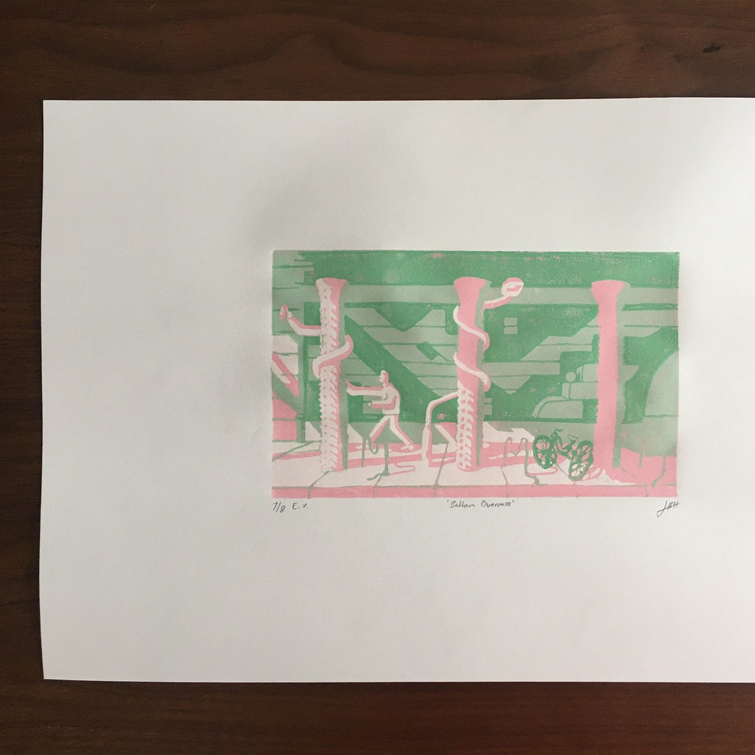 Balham Overpass - A3 Lino Relief Print Poster - Etsy