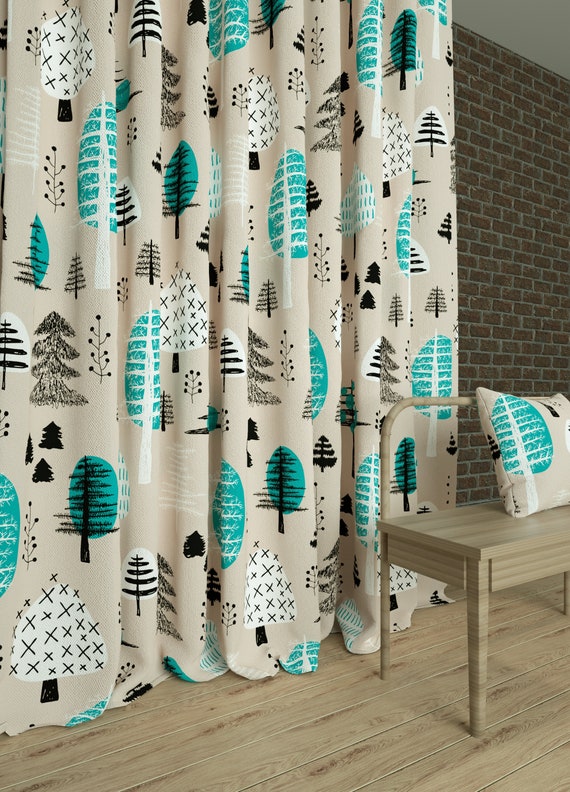 Beige A Pair Of Kid's Room Curtain Nursery Room Drapery Etsy