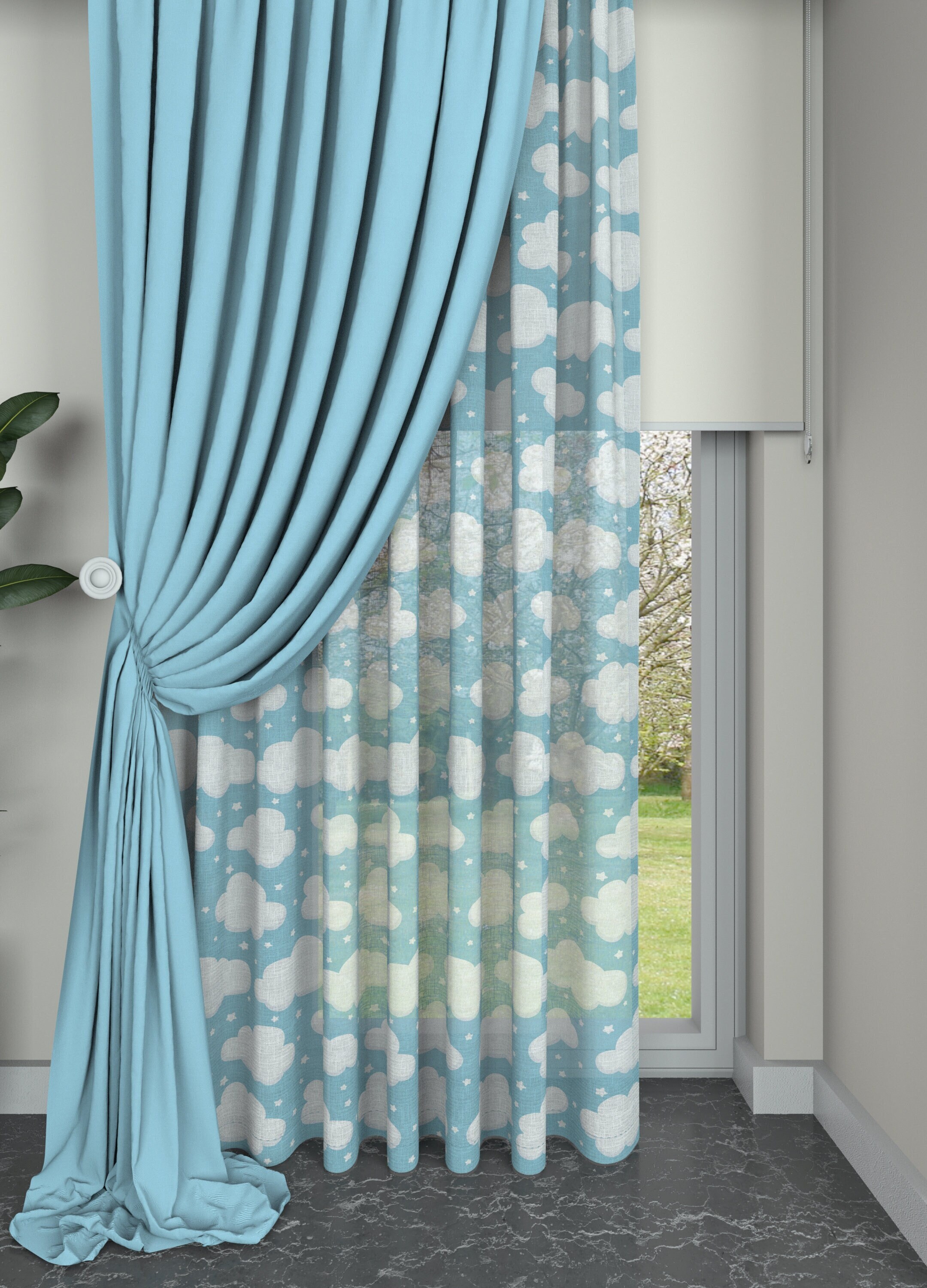 Custom Window Drapery Valance Over the Moon Nursery Rhyme Toile White