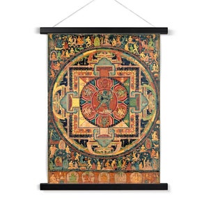 Chakrasamvara Mandala, Wheel of Bliss | Sacred Geometry, Buddhist Cosmos, Tibetan Tantra Tantric Buddhism, Fine Art Print w Wooden Hanger