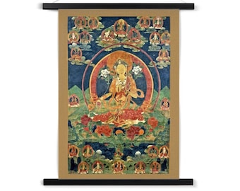 Green Tara (Khadiravani) Tibetan Buddhist Mythology Yogini Heaing Wisdom Deity Dakini Compassion Thangka Fine Art Yoga Print with Hangar