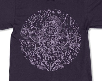 Buddhist Shirt: Mahakala Wrathful Tibetan Diety | Manifestation of Avalokiteshvara, Dharma Protector | Vintage Cotton Tantric T-Shirt Tee