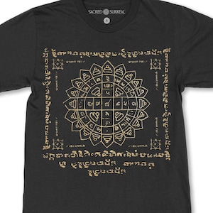 Thai Sak Yant Protection Sacred Ramayana, Khmer Yantra Mandala Buddhist Deity Yoga Power Gift Graphic Art Sacred Unisex Tee T-Shirt