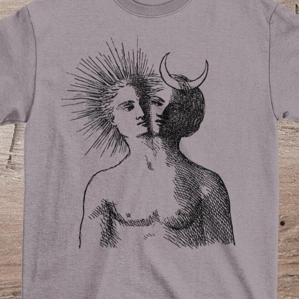 The Alchemical Rebis, Hermetic Philosophers Stone, Esoteric Occult Alternative Clothing, Union of Opposites, Androgynous Graphic Art T-Shirt